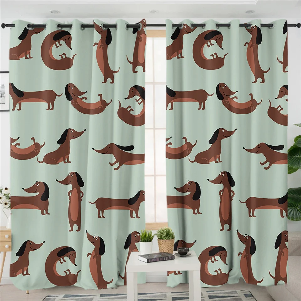 Dachshund Shower Curtain Cute Puppy Cartoon Decorative - Image 10
