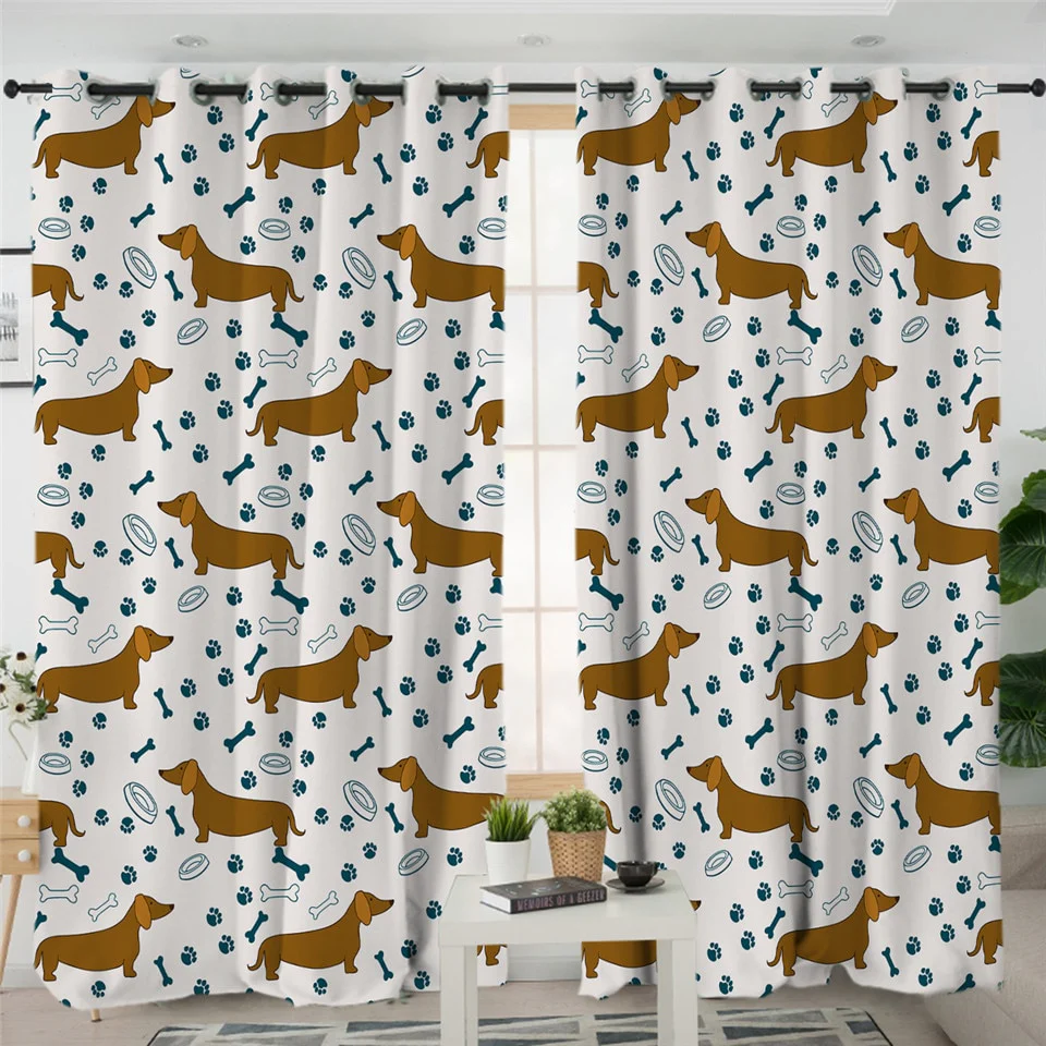 Dachshund Shower Curtain Cute Puppy Cartoon Decorative - Image 13