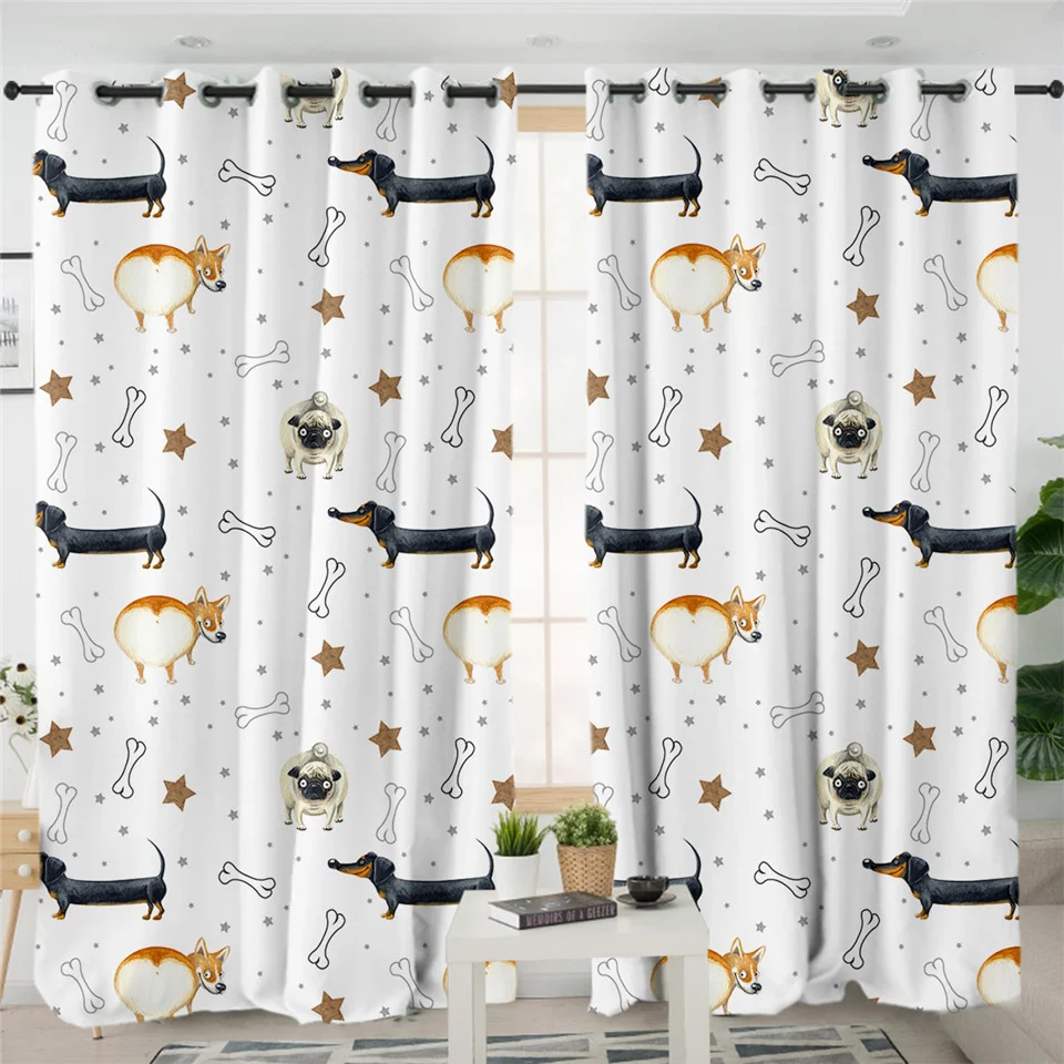 Dachshund Shower Curtain Cute Puppy Cartoon Decorative - Image 14