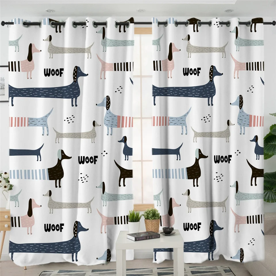 Dachshund Shower Curtain Cute Puppy Cartoon Decorative - Image 20