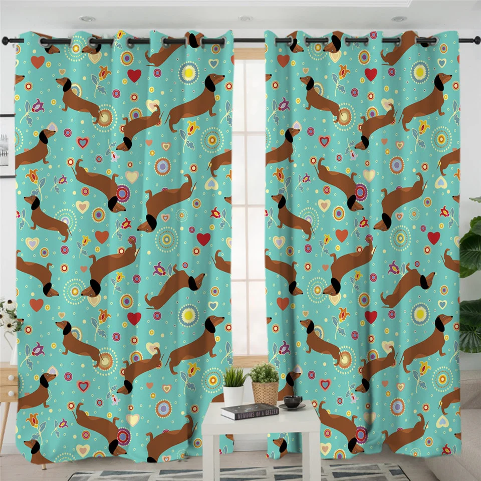 Dachshund Shower Curtain Cute Puppy Cartoon Decorative - Image 22
