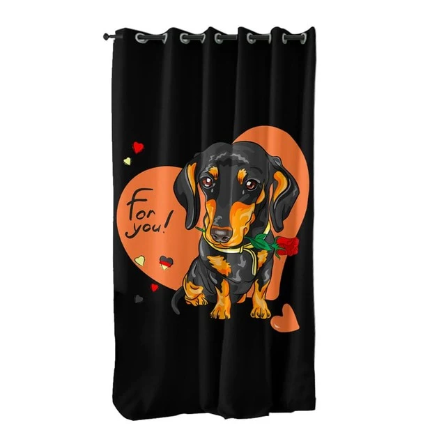 Dachshund Shower Curtain Cute Puppy Cartoon Decorative - Image 24