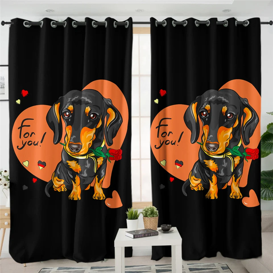 Dachshund Shower Curtain Cute Puppy Cartoon Decorative - Image 26