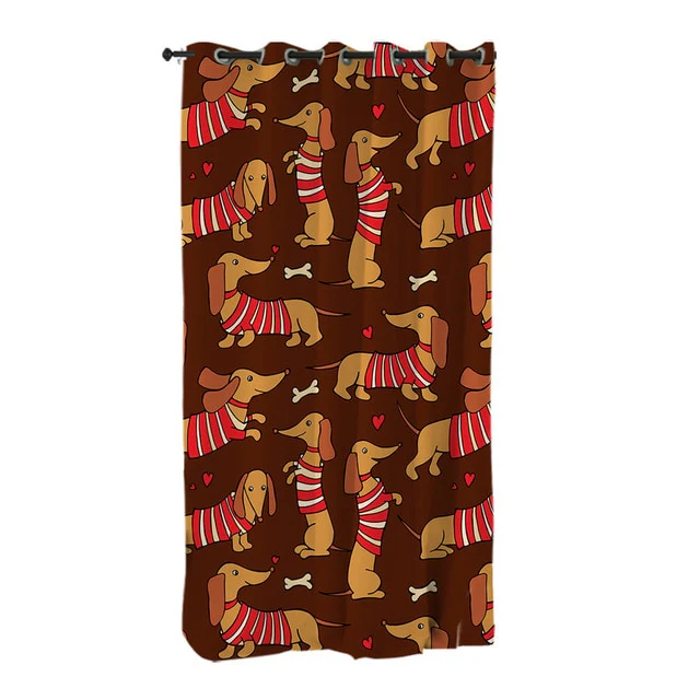 Dachshund Shower Curtain Cute Puppy Cartoon Decorative - Image 27