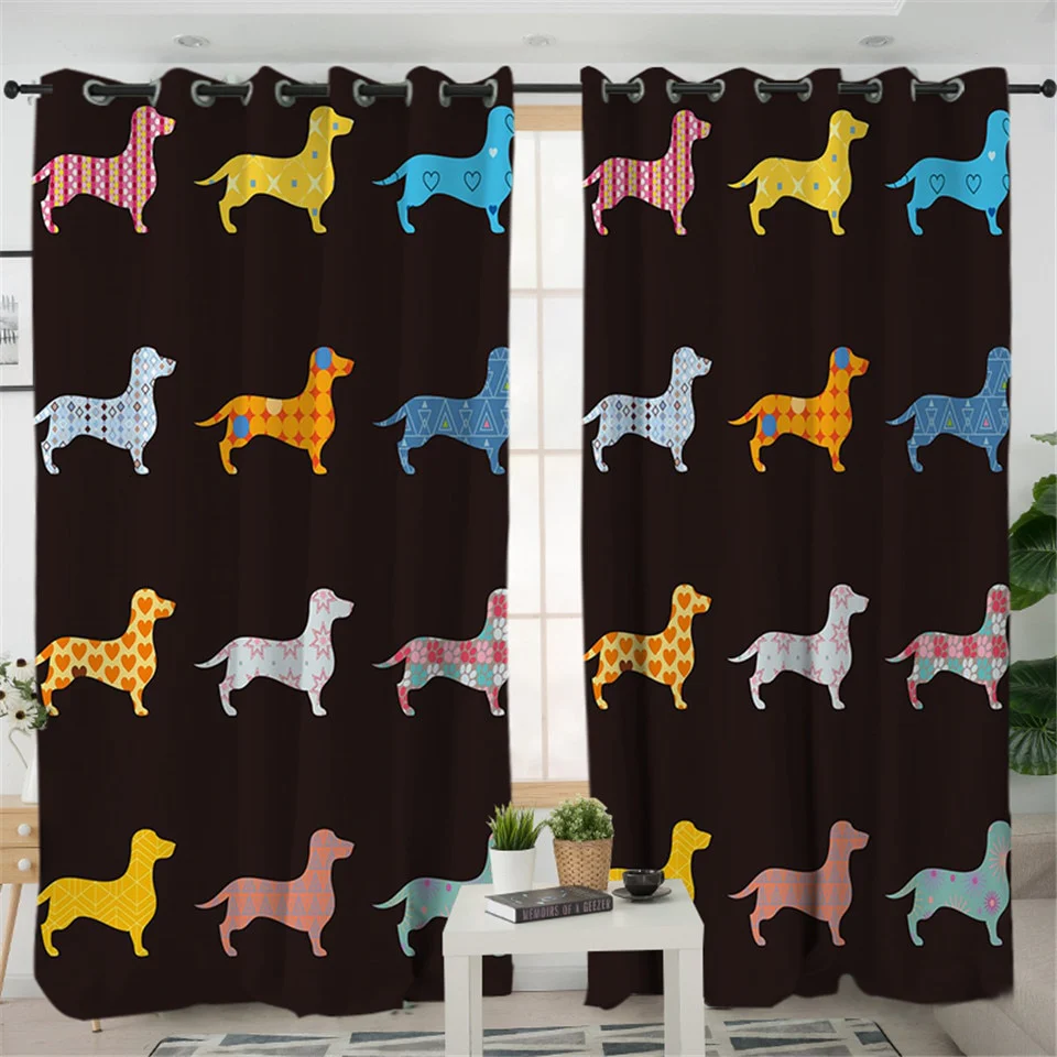 Dachshund Shower Curtain Cute Puppy Cartoon Decorative - Image 3