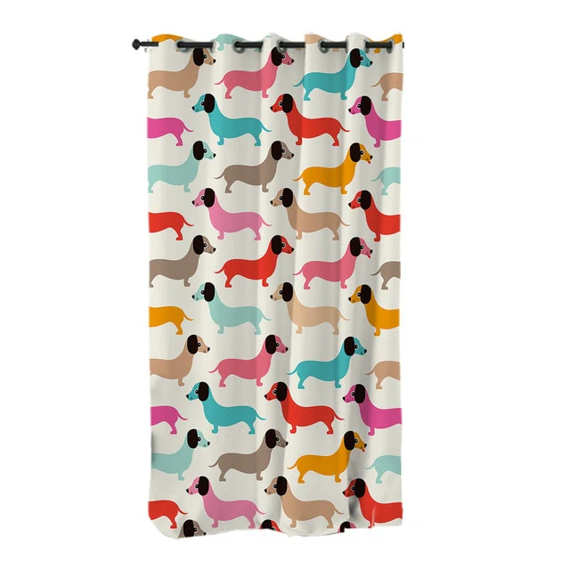 Dachshund Shower Curtain Cute Puppy Cartoon Decorative - Image 30