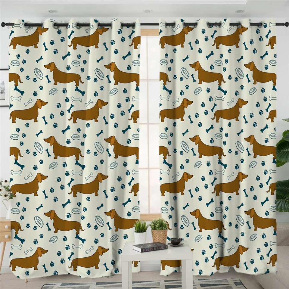Dachshund Shower Curtain Cute Puppy Cartoon Decorative - Image 39