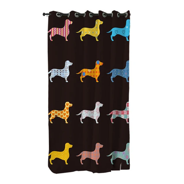 Dachshund Shower Curtain Cute Puppy Cartoon Decorative - Image 40