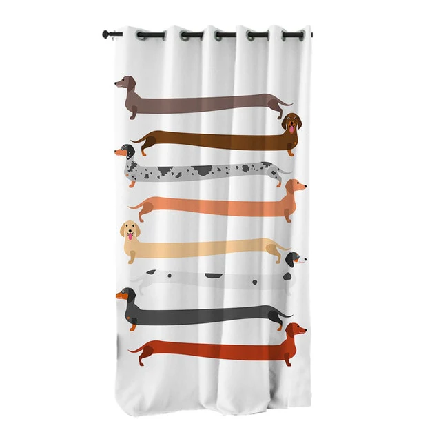 Dachshund Shower Curtain Cute Puppy Cartoon Decorative - Image 42