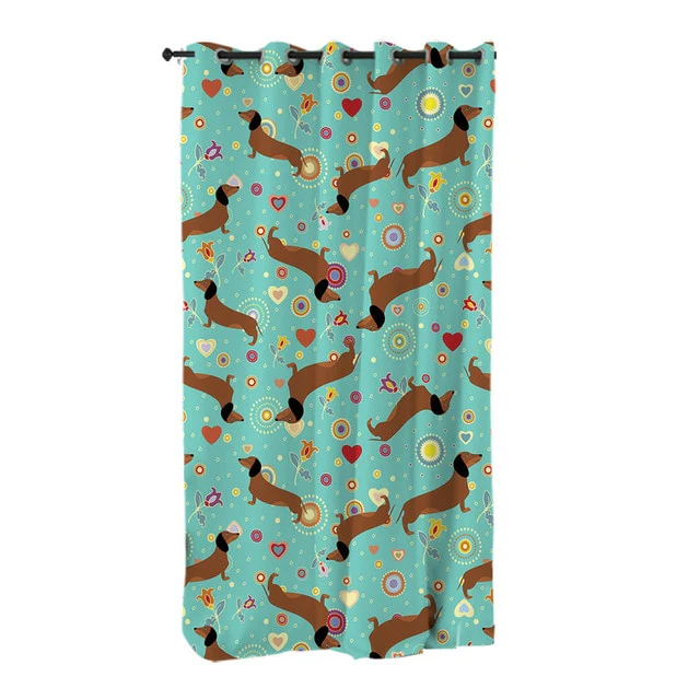 Dachshund Shower Curtain Cute Puppy Cartoon Decorative - Image 43