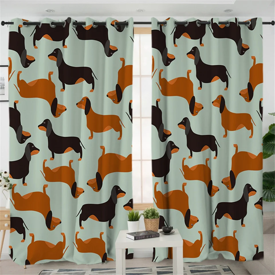 Dachshund Shower Curtain Cute Puppy Cartoon Decorative - Image 5