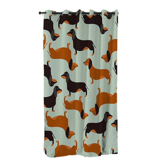 Dachshund Shower Curtain Cute Puppy Cartoon Decorative - Image 9
