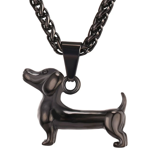 Dachshund Necklace Stainless Steel/Gold Color Rope - Image 3