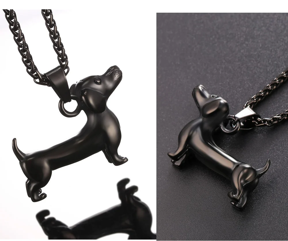 Dachshund Necklace Stainless Steel/Gold Color Rope - Image 5