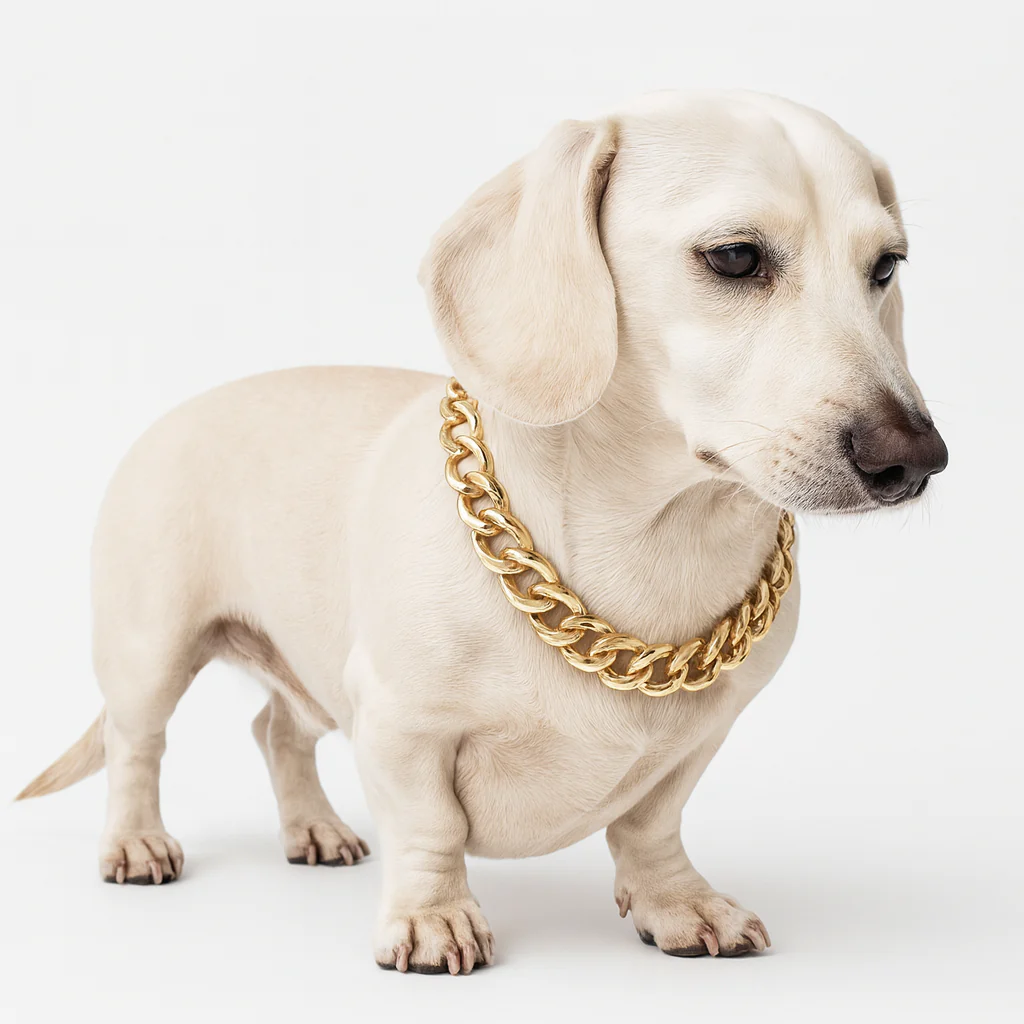 GlamBull Dachshund Gold Necklace – Stylish Plastic Jewelry Chain Collar - Image 3