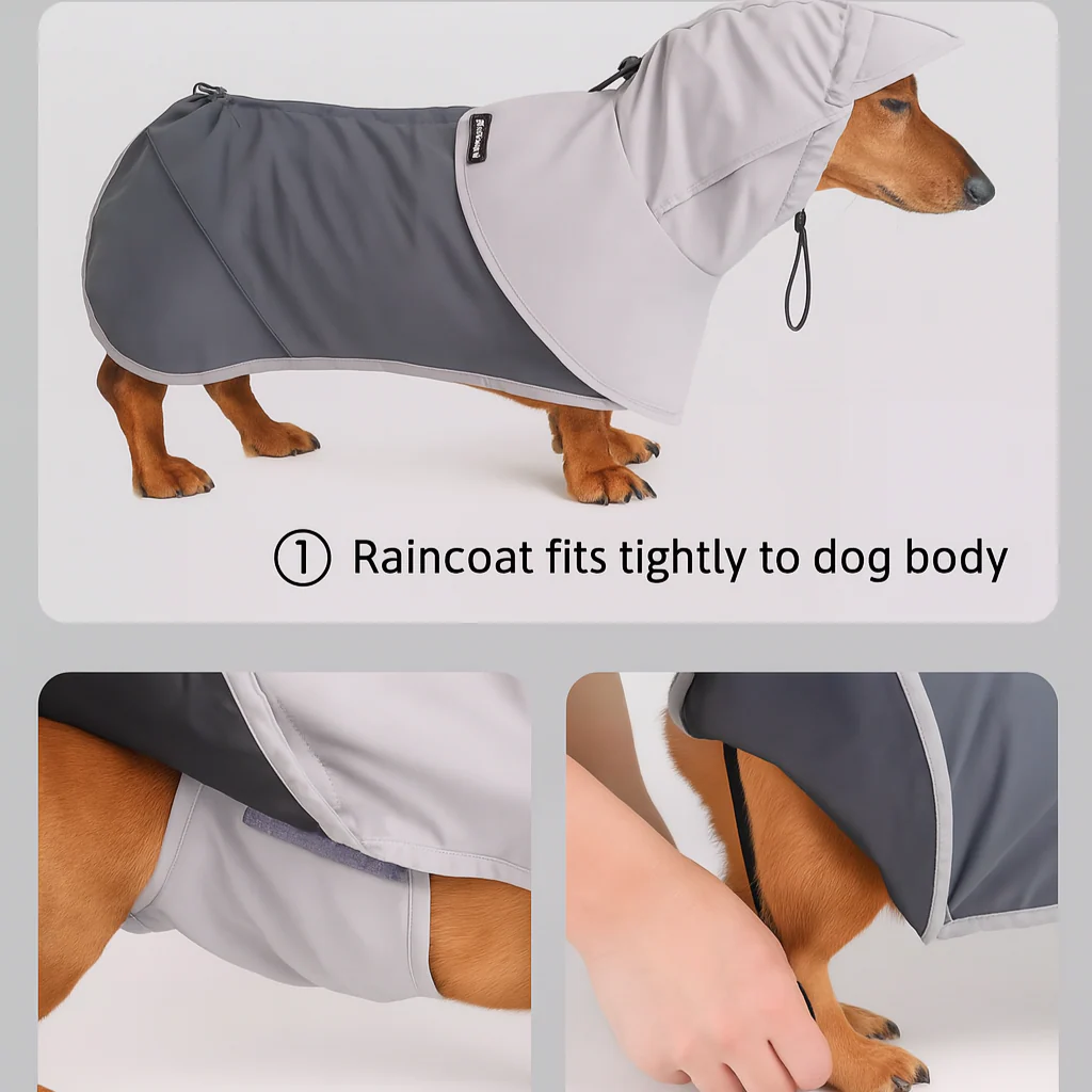 DachDrop Dachshund Raincoat with Hood – Waterproof Adjustable Outdoor Cloak - Image 4