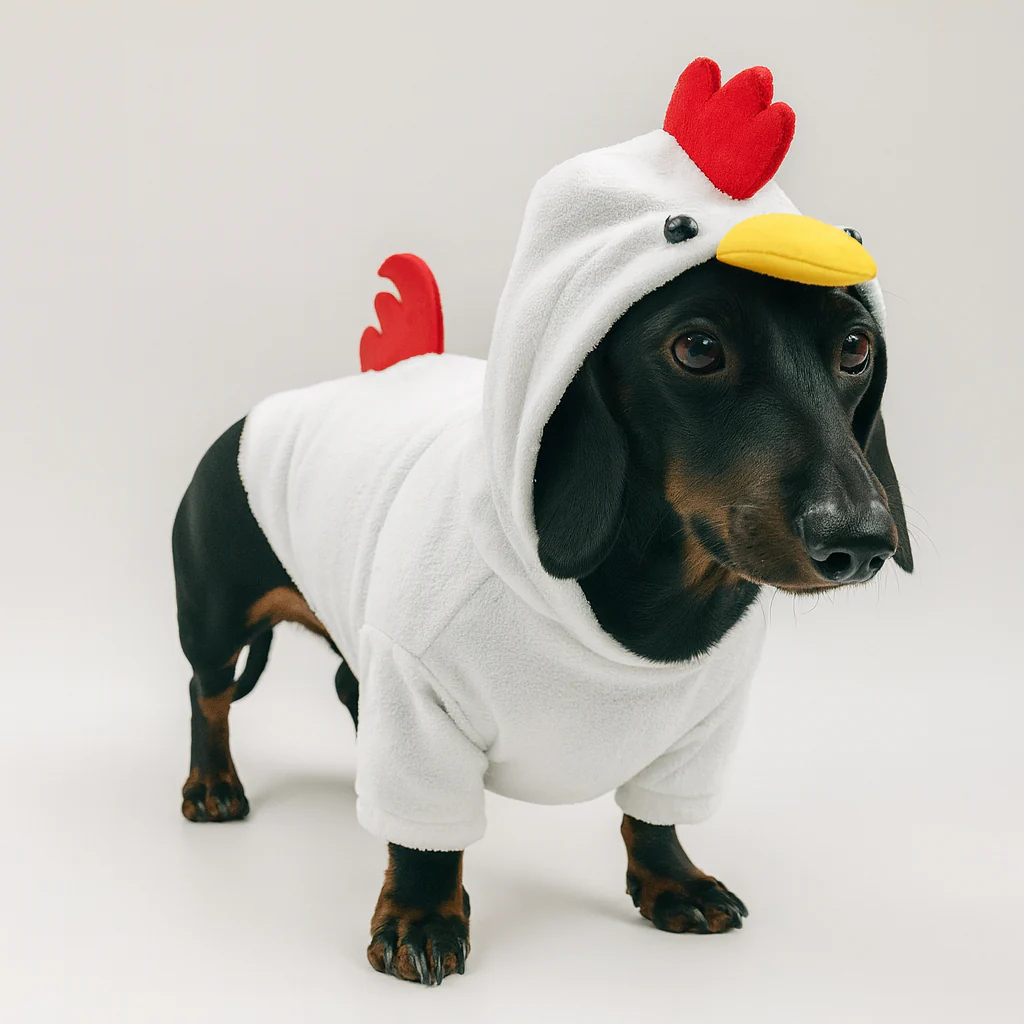 ChickRuff Dachshund Rooster Hoodie Costume – Funny Farm Dog Outfit - Image 5