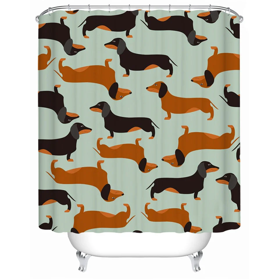 Dachshund Shower Curtain Geometric striped floral pattern - Image 16