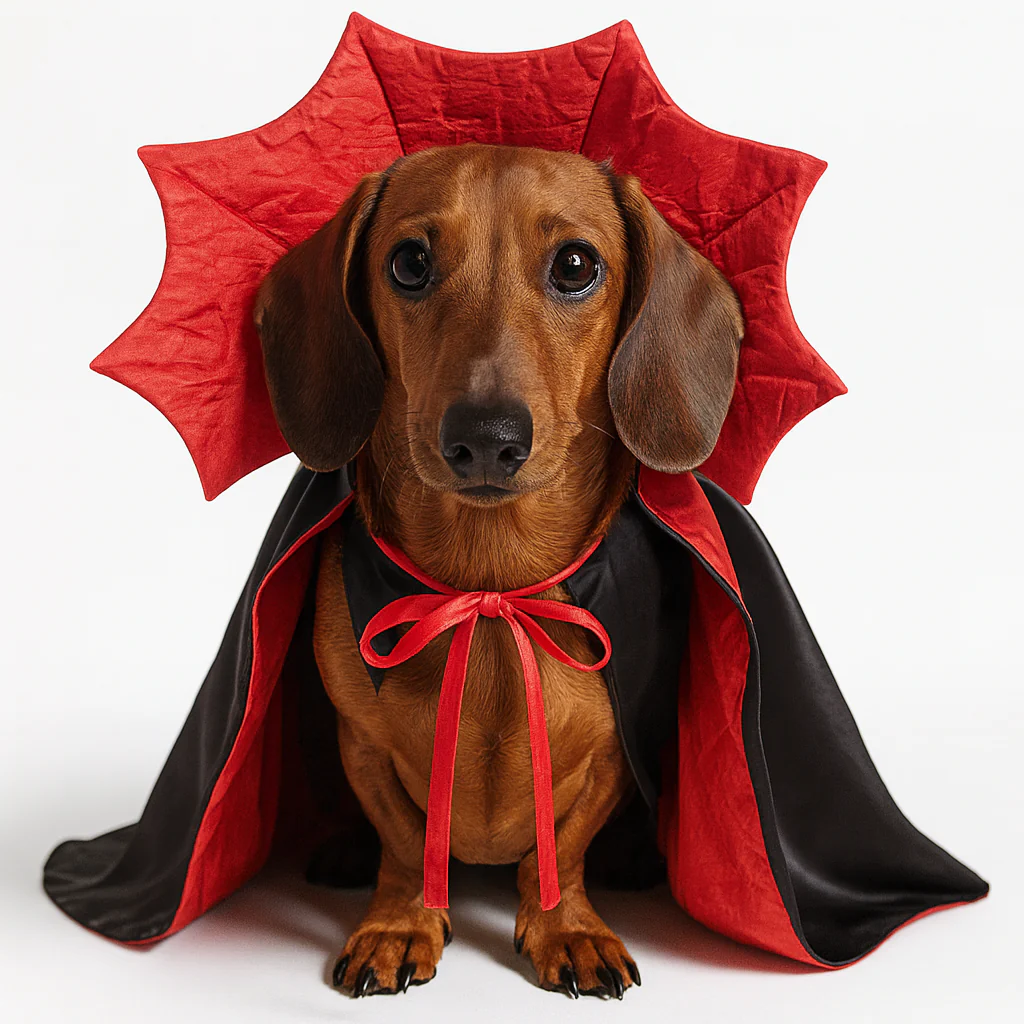 VamPuff Dachshund Vampire Cloak Costume – Halloween Dog Outfit - Image 3