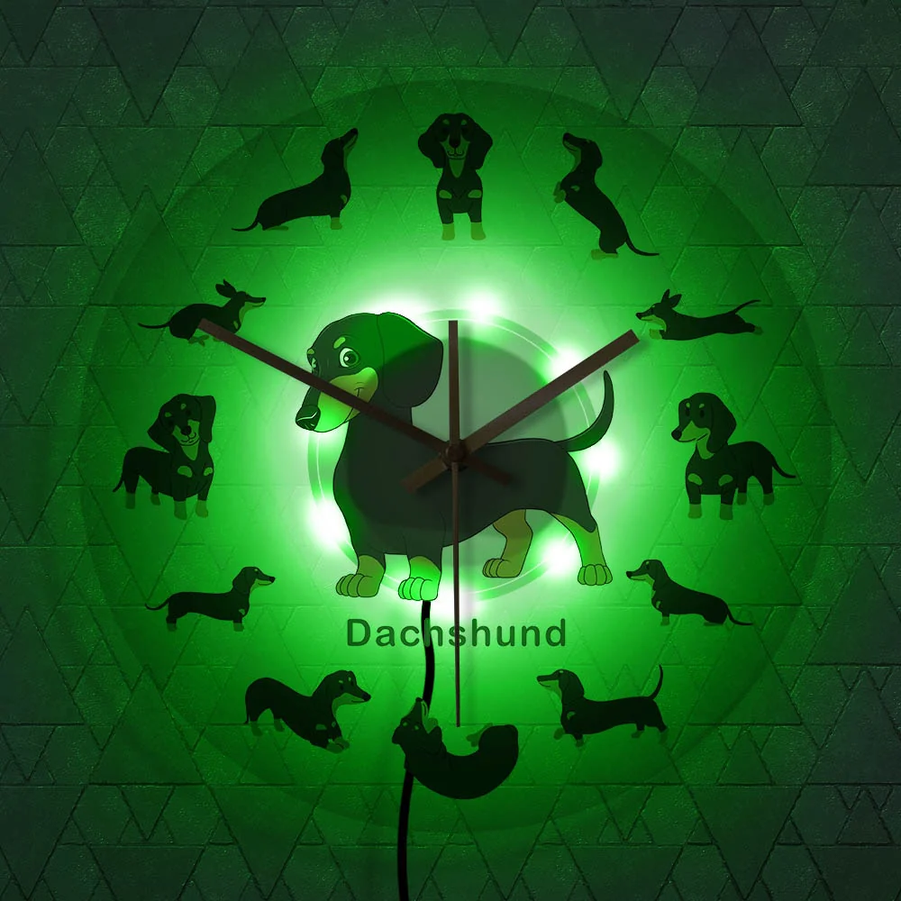 Dachshund Wall Clock Modern Wall Watch with RGB LED Light - Image 26