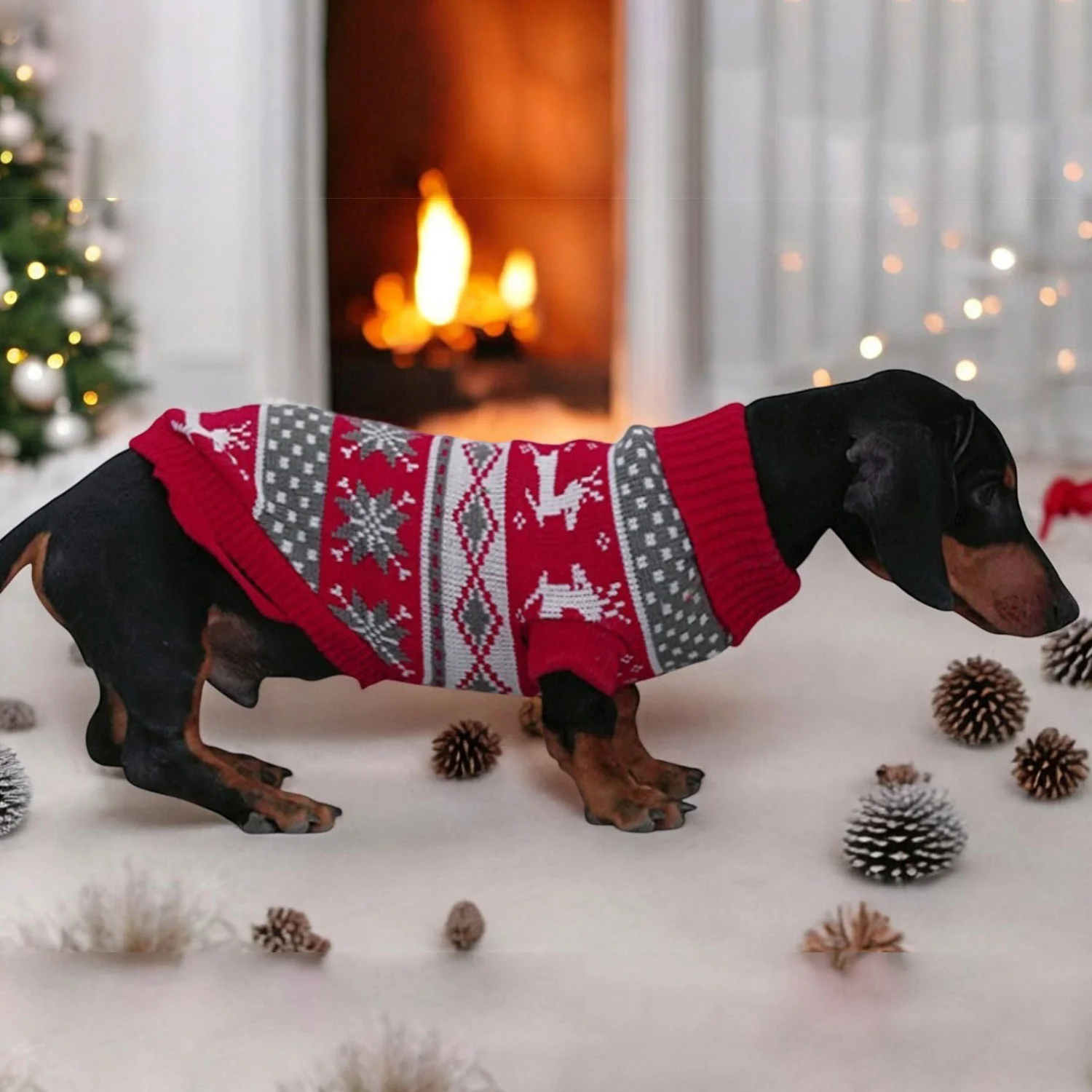 Dachshund Winter Sweater Christmas Costume - Image 3
