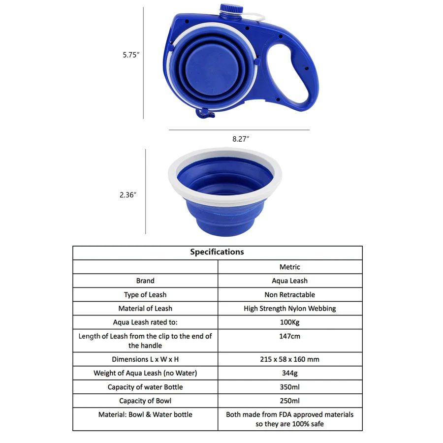 5 in 1 Leash : Dog leash with built-in water bottle and bowl - Image 4